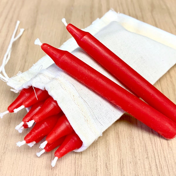 Dozen 4” pure beeswax chime candles - mini tapers - magic candles - spell candles - handmade - altar candles - 2 hours