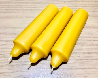 Set of 3 Pure Beeswax Taper Candles – Handmade Spell Candles