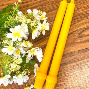 A pair 100% pure colonial beeswax taper candles - handmade - 9.75”