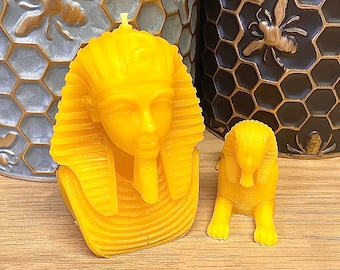 Bougie égyptienne en cire d'abeille - Statue décorative, parfum naturel, 4 po.