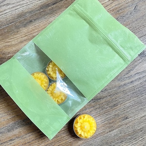 pack of 4 pure beeswax tealight candles - sunflower tea light - handmade candles