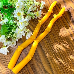 Elegant pure beeswax taper candles - designer’s pick - premium quality - set of 2
