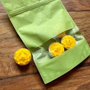 pack of 4 pure beeswax tealight candles - honeybee tea light - handmade
