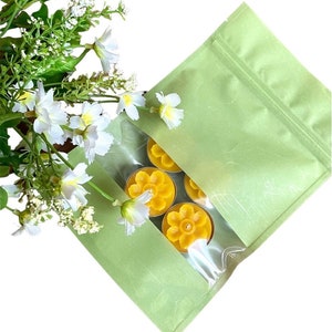 pack of 4 pure beeswax tealight candles - flower tea light - handmade candles