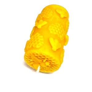 100% Pure beeswax honeybee candle - honeybee pillar candle - honeycomb candle - candle gift 4”