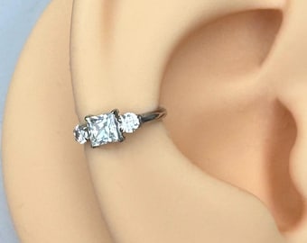 Silber Titan CZ Conch Ohrring, zierlicher Knorpel Piercing Schmuck für Helix & Conch