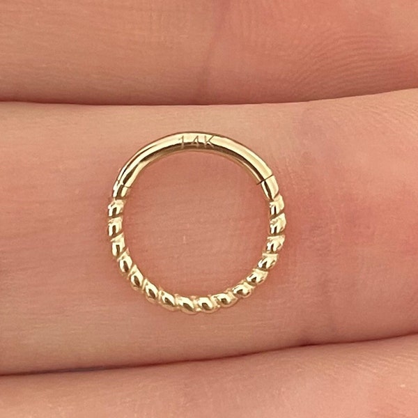 Solid Gold Septum Piercing 6/7/8/9/10mm | 16G Thin 14k Gold Septum Ring Nose Ring Clicker Minimalist Delicate Septum Ring Nose Ring Dainty