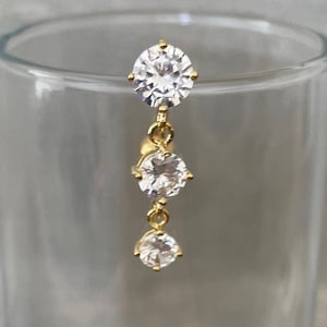 Gold Belly Button Rings CZ, Top Down Belly Ring, Gold Belly Button Piercing, Reverse Belly Button Jewelry, Navel Ring Floating Navel Jewelry