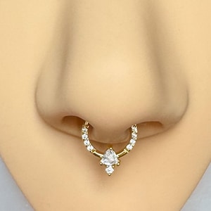 Gold Unique Septum Ring, Cute Minimalist Septum Piercing, Dainty Gold Septum Jewelry, Delicate Septum Ring Jewelry