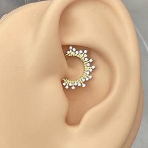 16G Gold Sunburst Daith Jewelry | Cute Daith Earring Clicker | Daith Piercing | Cute Unique Daith Jewelry Dainty Gold Daith Earrings