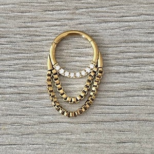 16G Daith Jewelry Gold 8/10mm | Daith Earrings Gold Clicker | Dainty Unique Daith Jewelry Piercing | Cute Unique Chain Daith Rings