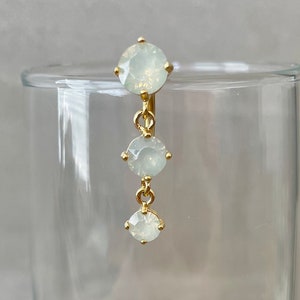 Floating Belly Button Ring, Gold Opal Top Down Drop Dangly Belly Belly Button Ring, Reverse Belly Button Navel Piercing Jewelry
