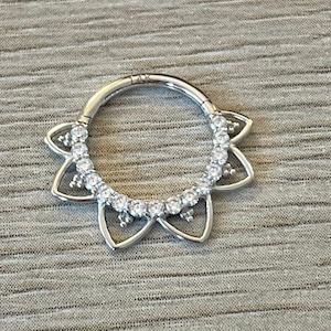 16G Solid White Gold Daith Earring 8mm/10mm | Dainty 14k Gold Daith Jewelry Deilcate Daith Piercing CZ Ear Clicker Minimalist Conch Hoop