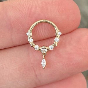 16G Gold Septum Rings Celestial | Septum Jewelry Gold | 8mm 10mm Solid Gold Septum Piercing Clicker | Cute Unique Septum Ring Piercing Gold