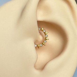 Gold Sparkly Daith Earring, Cute Dainty Daith Piercing Jewelry, Unique Daith Clicker, Gold Daith Jewelry, CZ Silver or Gold