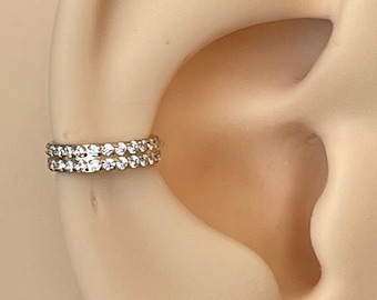 Titan Muschel Ohrring, Zweireihig CZ Clicker Hoop, Elegant Implant Grade Knorpel Piercing