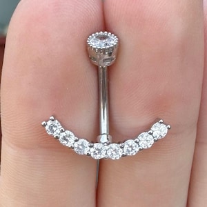 Silver Belly Button Ring, Internally Threaded, Dainty Belly Button Piercing Jewelry, Simple Navel Ring Piercing Jewelry Small Silver