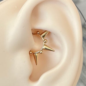 8 mm/10 mm 18G Pendiente Daith Espiga de oro / Clicker de joyería Daith / Anillo de aro Daith minimalista / Perforación de aro de cartílago punk Daith Tragus