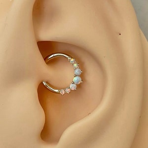 8mm/10mm 14K Gold Daith Earring 16G | Dainty Daith Jewelry Ring Opal Daith Hoop Clicker Minimalist Delicate Cartilage Rook Hoop Ring Gold