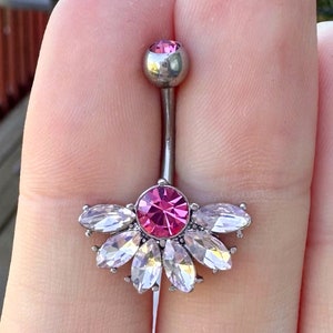 Pink Belly Button Ring, Dainty Belly Button Jewelry, Cute Small Belly Button Piercing Ring, Navel Jewelry Piercing Ring, Unique Belly Rings