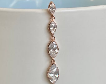 Rose Gold Marquise Crystal Belly Ring | 14G Dangly Navel Jewelry