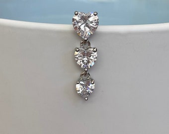 Clear Top Down Navel Ring with Moon and Marquis Dangle Clear Top Down Navel Ring with Moon and Marquis Dangle