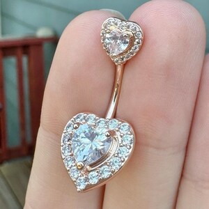 Heart Belly Button Ring, Belly Button Jewelry Piercing, Navel Ring Jewelry Piercing, Rose Gold or Silver Belly Button Rings