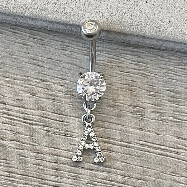 Personalized Initial Belly Button Ring | Dainty Silver Belly Button Ring Jewelry | Custom Elegant Unique Cute Navel Belly Button Jewelry