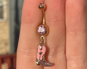 Cute Cowboy Boot Belly Button Piercing Jewelry | Unique Navel Piercing Ring Jewelry | Belly Button Rings Unique Gold