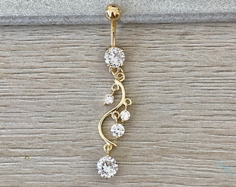 Elegant Gold Button Ring | Dainty Minimalist Belly Rings | Delicate Cute Belly Ring | Surgical Steel Navel Ring | Unique Elegant Statement