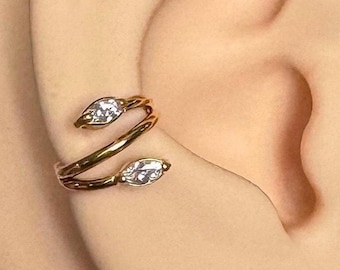 Rebe Muschel Ohrring, Doppel Hoop Muschel Piercing Gold, niedlichen Ohrring Stapel, niedlichen einzigartigen Conch Schmuck Ohrring, Wrap Conch Ring Hoop Ohrring