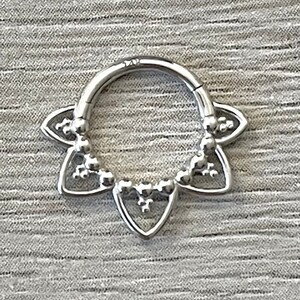 16G 8mm Solid White Gold Septum Ring | Septum Ring Dainty Gold Unique Nose Ring Clicker Nose Septum Ring Cute White Gold Septum Clicker