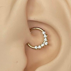 16G 8mm Daith Jewelry Gold | Daith Clicker Piercing | Minimalist Daith Ring Dainty 14k Gold Daith Jewelry Ring Hoop Tragus Cartilage Hoop