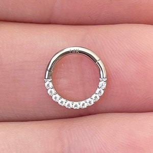 16G Gold Septum Piercing 6/7/8/9/10mm CZ Septum Ring Nose Ring Clicker Minimalist Dainty Septum Jewelry White Gold Solid Septum Clicker Ring