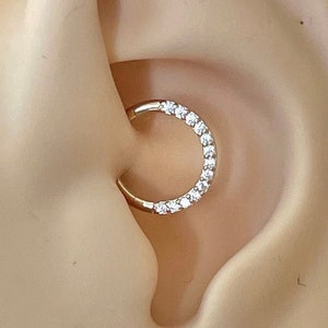 16G Solid Gold Daith Ring 6/7/8/9/10mm | Dainty 14k Gold Daith Jewelry Dainty Daith Piercing CZ Ear Clicker Minimalist Cartilage Rook Hoop