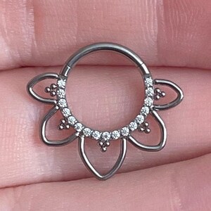 Cute Septum Ring Silver, Titanium Septum Piercing, Septum Jewelry, Septum Clicker, Gold Septum Rings, Unique Boho CZ Septum Ring 8mm 10mm