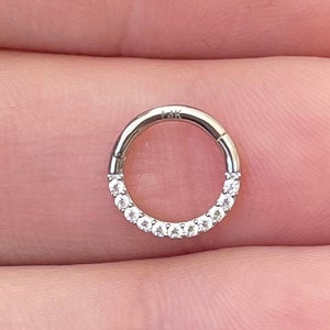 16G Solid Gold Daith Ring 6/7/8/9/10mm | Dainty 14k Gold Daith Jewelry Dainty Daith Piercing CZ Ear Clicker Minimalist Cartilage Rook Hoop