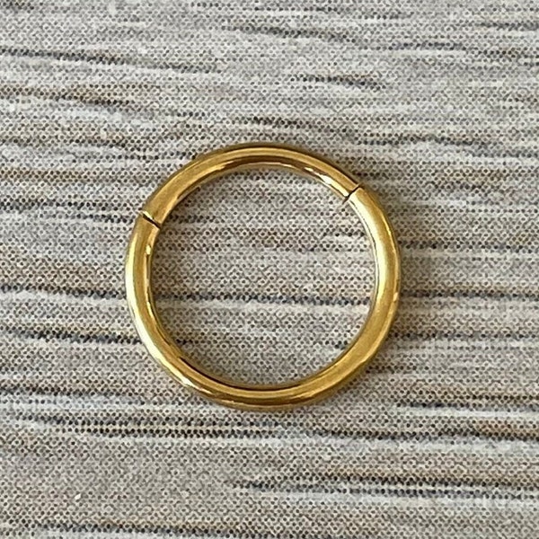 6mm, 7mm, 8mm, 9mm, 10mm, 12mm Titanium Gold Septum Ring Clicker | Septum Jewelry Gold | Thin Minimalist Septum Retainer Septum Nose Ring mm