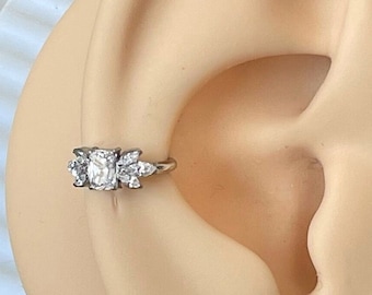 Silber Muschel Piercing Titan niedlich Helix Augenhöhlenohrring Piercing Knorpel Opal Helixohrring Hoop coole kantige Ohrringe Conch Ring Schmuck