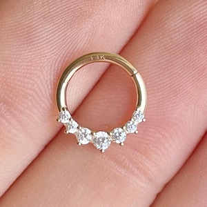 Solid Gold Septum Ring, 14k Gold Septum Piercing, Dainty & Cute Septum Jewelry, Yellow or White Gold Septum Ring