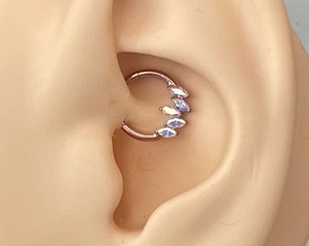 16G Rose Gold Aurora Daith Jewelry | Cute Daith Earring Clicker | Daith Piercing | Cute Unique Daith Jewelry Dainty Gold Daith Earrings