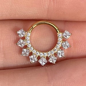 16G Gold Sunburst Titanium Daith Jewelry | Cute Daith Earring Clicker | Daith Piercing Cute Unique Daith Jewelry Dainty Gold Daith Earrings