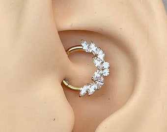 16G Gold Daith Jewelry | Cute Daith Earring Clicker | Butterfly CZ Daith Piercing | Cute Unique Daith Jewelry Dainty Gold Daith Earrings