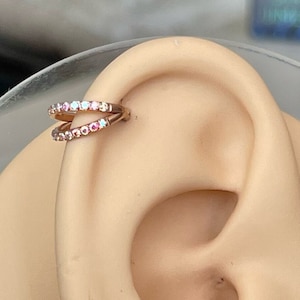 16G Titanium Helix Piercing Rose Gold Cute Conch Orbital Earring Piercing Cartilage Helix Earring Hoop Cool Edgy Earrings Conch Ring Jewelry