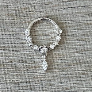 16G White Gold Septum Rings Celestial | Septum Jewelry | 8mm 10mm Solid Gold Septum Piercing Clicker | Cute Unique Septum Ring Piercing Gold