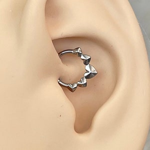 Heart Daith Earring Titanium Clicker 16G | Silver CZ Crystal Daith Jewelry | Daith Piercing Gold CZ Cute Daith Earring Ear Clicker 8mm/10mm