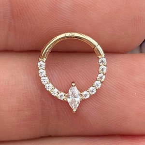 8mm or 10mm 14K Solid Gold Daith or Septum Piercing 16G | Dainty Septum Ring Nose Ring Clicker Minimalist Delicate Nose Septum Ring