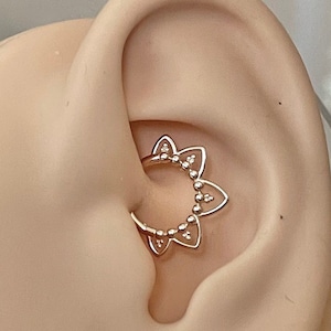 16G 8mm Solid Gold Daith Earring Dainty 14k Gold Daith Jewelry Cute White Gold Daith Ring Piercing Ear Clicker Minimalist Daith Hoop Ring