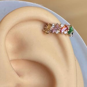 Colorful Conch Earring, 20G Sparkly Conch Piercing Gold, Cute Earring Stack Cute Bendable Conch Jewelry Earring Wrap Conch Ring Hoop Earring
