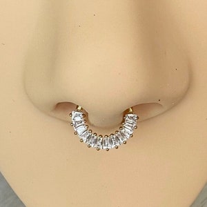Gold Fan Septum Ring, Septum Jewelry, Septum Piercing, Septum Clicker, Cute Unique Septum Ring,  Silver Septum Rings, Titanium Nose Ring